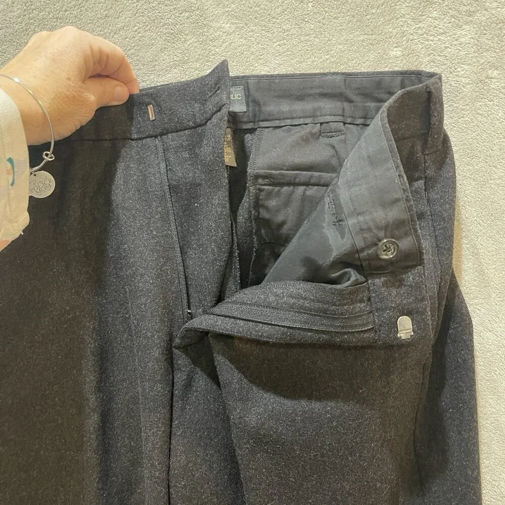 BANANA REPUBLIC‎ STRETCH Men's Wool Blend Black/ Gray Pants 34x31.5 Flap Pockets